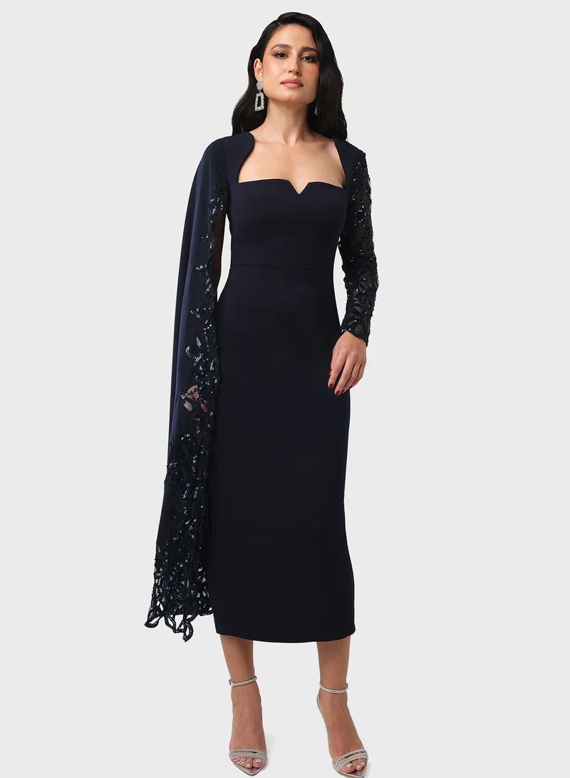 Threadz by Ajooni One Sided Patchwork Cape Dress