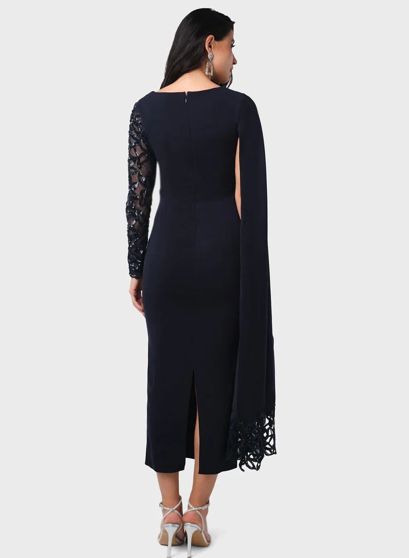 Threadz by Ajooni One Sided Patchwork Cape Dress