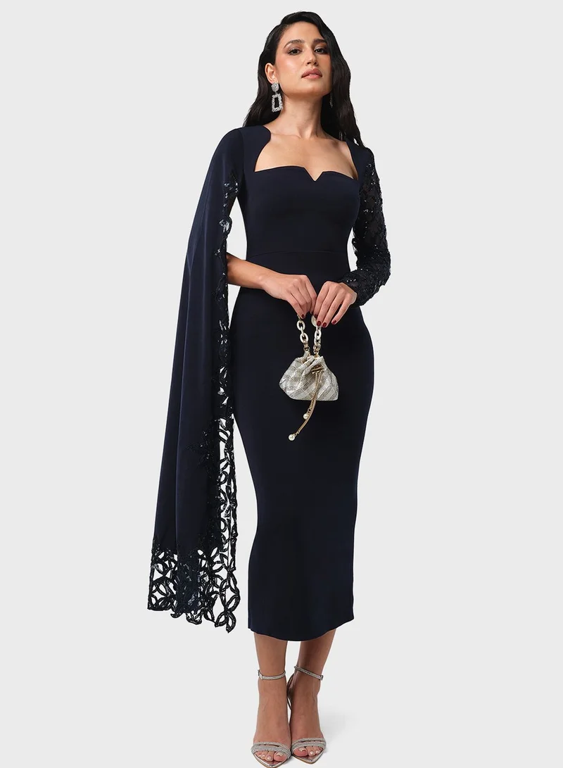 Threadz by Ajooni One Sided Patchwork Cape Dress