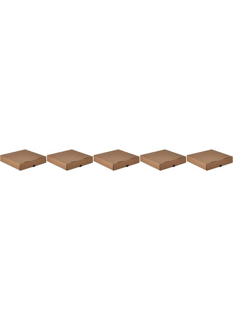 Hotpack Disposable Folding Cardboard Brown Pizza Box 22x22cm, 5 Pieces
