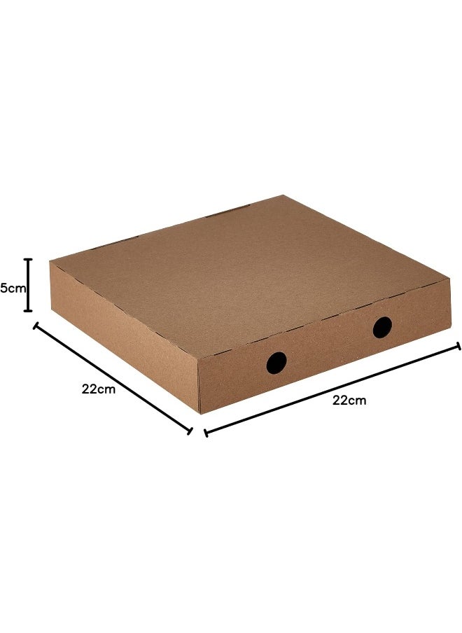 Hotpack Disposable Folding Cardboard Brown Pizza Box 22x22cm, 5 Pieces