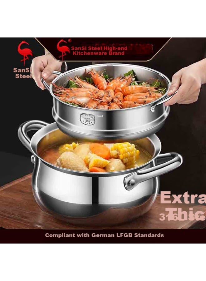 SSGP San Si Gang Tanggu Thickened 316l Stainless Steel Soup Pot For Home Use, Induction Cooker Steamer Stew Pot Cooking Pot 24cm No.1 Member Store - Image 1