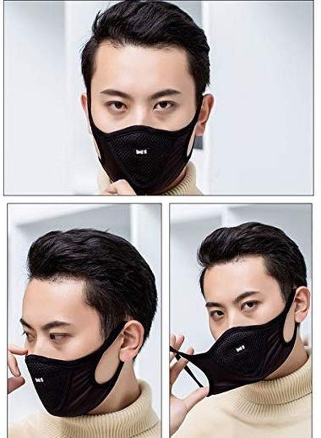 Malvina Unisex Anti Pollution Multi Color Mask Air Dust Face Masks Washable and Reusable Mouth Cover Windproof Dustproof Safety Mask for Men Women Outdoor Activities (Black) - Image 2