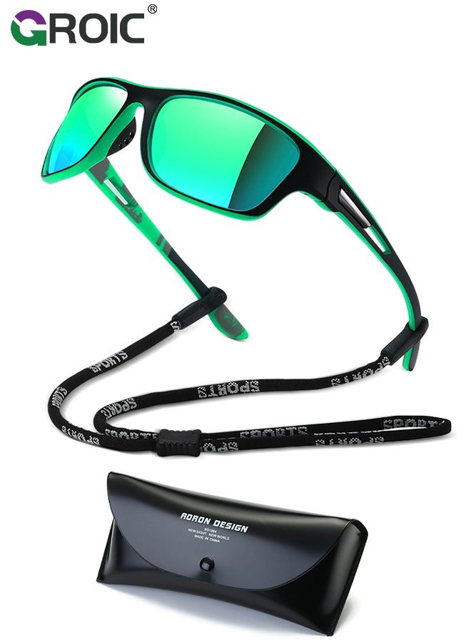 GROIC Sports Sunglasses Polarized Lenses, Cycling Sunglasses, Durable Ultra Light Cycling Glasses with Lanyard Case Glasses Case, Outdoor Sports Polarized Glasses, Windproof Sunglasses - Image 1