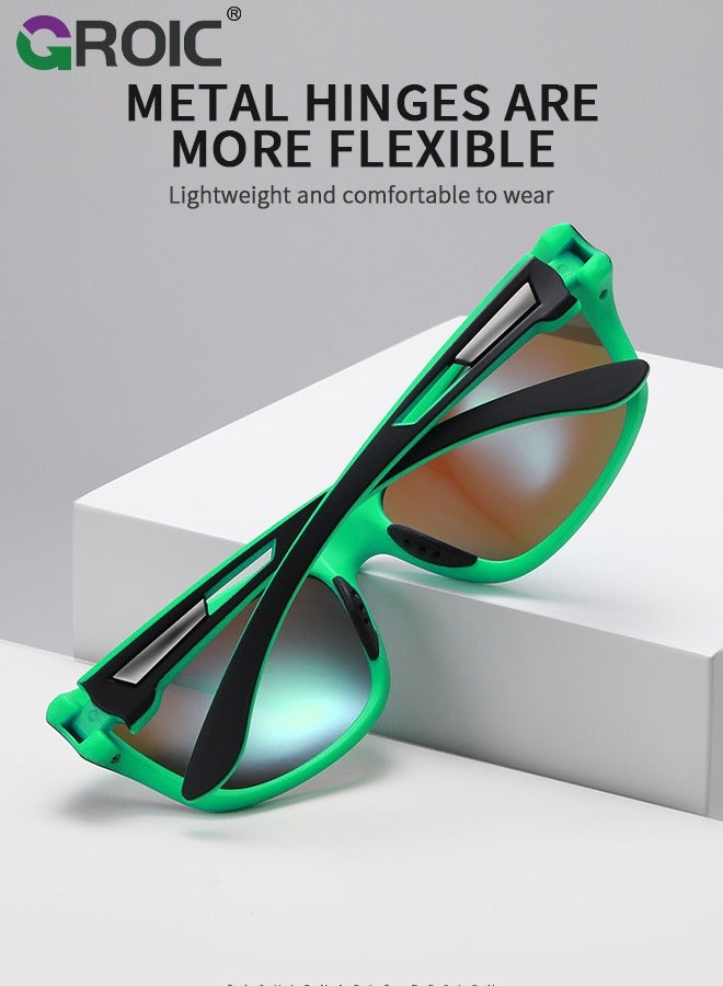 GROIC Sports Sunglasses Polarized Lenses, Cycling Sunglasses, Durable Ultra Light Cycling Glasses with Lanyard Case Glasses Case, Outdoor Sports Polarized Glasses, Windproof Sunglasses - Image 4