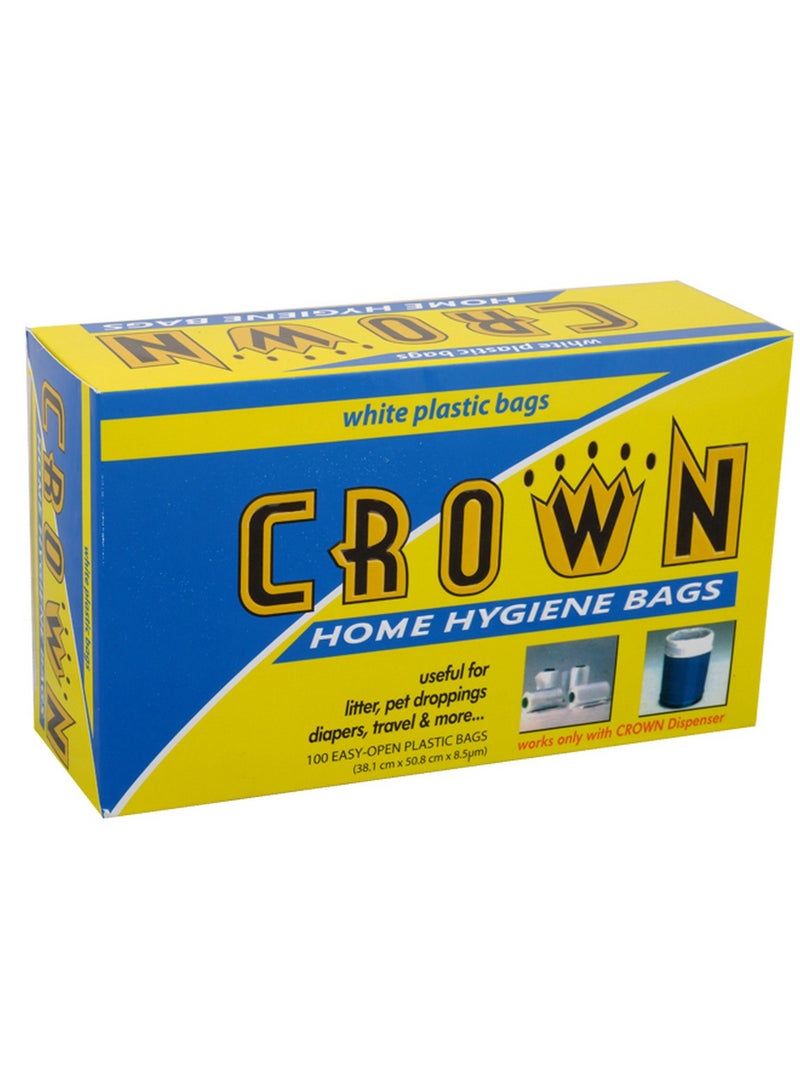 كراون كيس تواليت بلاستيك أبيض عبوة 100 قطعة