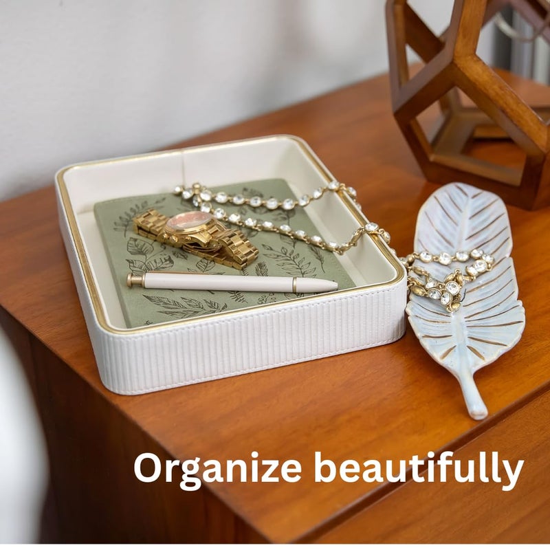 ZHEM Perfume Tray Valet Tray Night Stand Bedside Organizer| Perfume Organizer Catchall| Perfume Trays for Dresser Vanity Tray for Dresser Countertop| Perfume Holder| Nightstand Organizer Women - Image 4