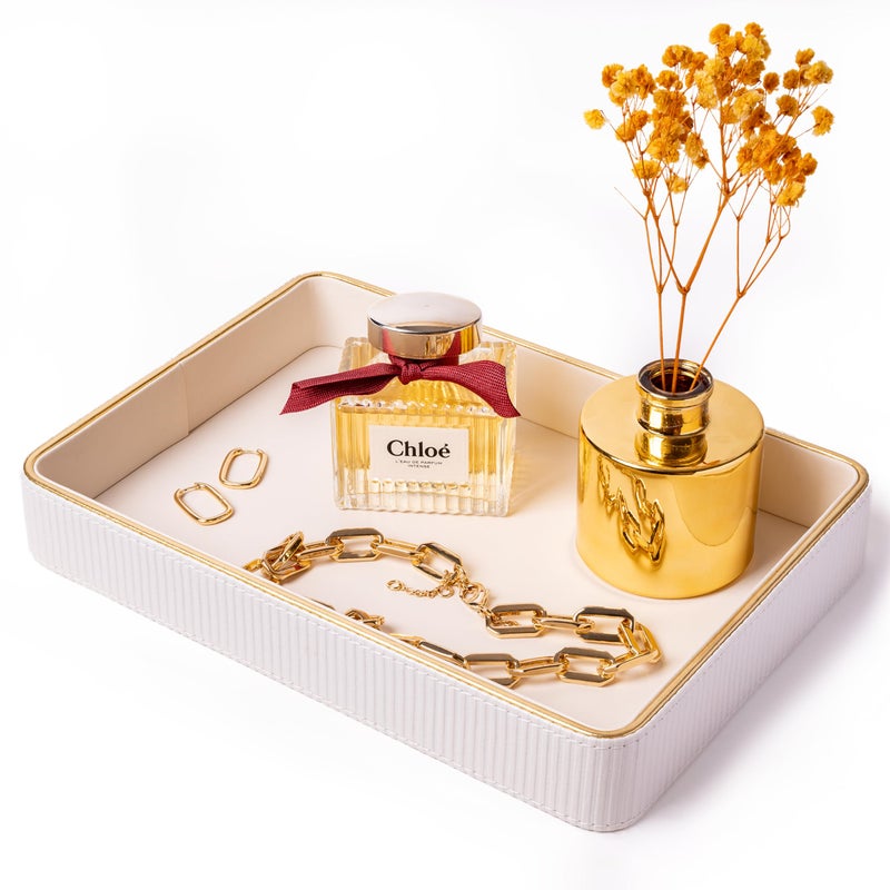 ZHEM Perfume Tray Valet Tray Night Stand Bedside Organizer| Perfume Organizer Catchall| Perfume Trays for Dresser Vanity Tray for Dresser Countertop| Perfume Holder| Nightstand Organizer Women - Image 1
