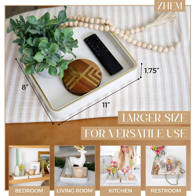ZHEM Perfume Tray Valet Tray Night Stand Bedside Organizer| Perfume Organizer Catchall| Perfume Trays for Dresser Vanity Tray for Dresser Countertop| Perfume Holder| Nightstand Organizer Women - Image 2