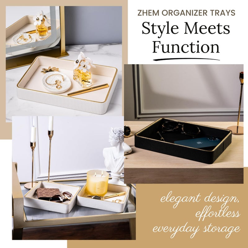 ZHEM Perfume Tray Valet Tray Night Stand Bedside Organizer| Perfume Organizer Catchall| Perfume Trays for Dresser Vanity Tray for Dresser Countertop| Perfume Holder| Nightstand Organizer Women - Image 5