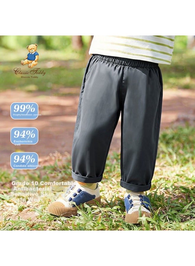 Classic Teddy Boys' Pants Children's Long Pants Kids Spring Antibacterial Casual Trousers Dark Gray 110 - Image 1
