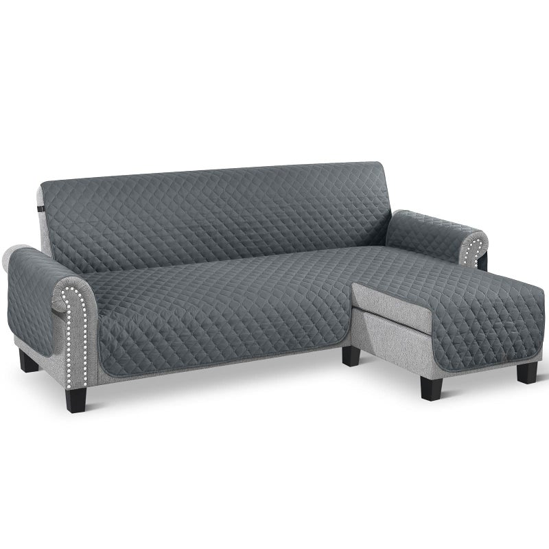 TAOCOCO غطاء أريكة زاوية TAOCOCO قابل للعكس 3 مقاعد غطاء أريكة نهاية تشيس شكل L واقي أريكة للحيوانات الأليفة واقي أثاث أريكة رمادي داكن