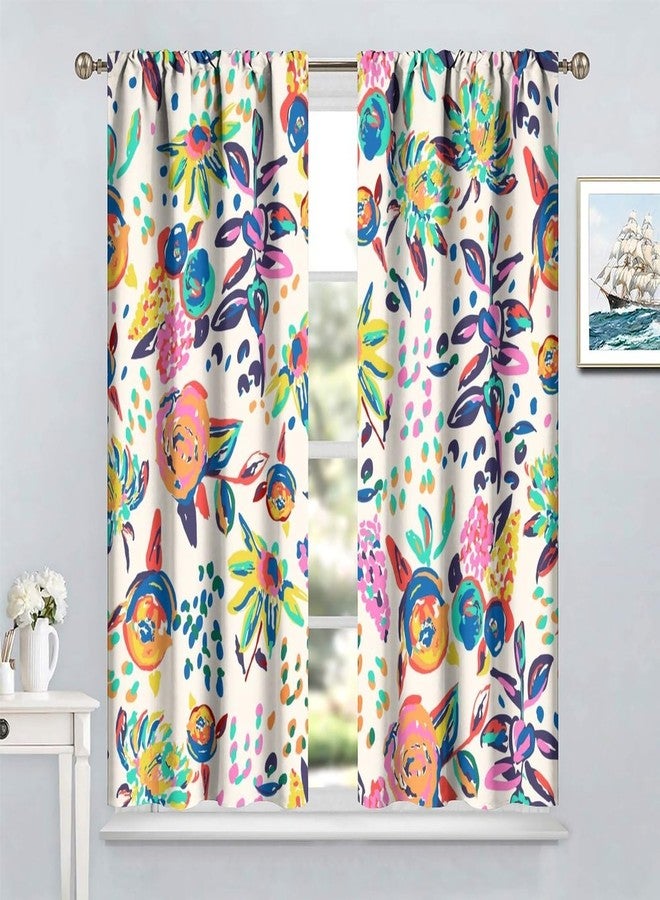 YCness Floral Print Curtains for Living Room, Boho Paisley Flower Window Treament for Bedroom, Colorful Jacobean Blackout Drapes 2 Panel Sets,42x45 Inch - Image 4
