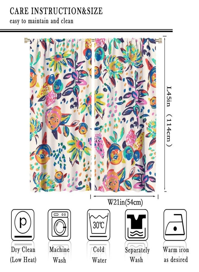 YCness Floral Print Curtains for Living Room, Boho Paisley Flower Window Treament for Bedroom, Colorful Jacobean Blackout Drapes 2 Panel Sets,42x45 Inch - Image 2