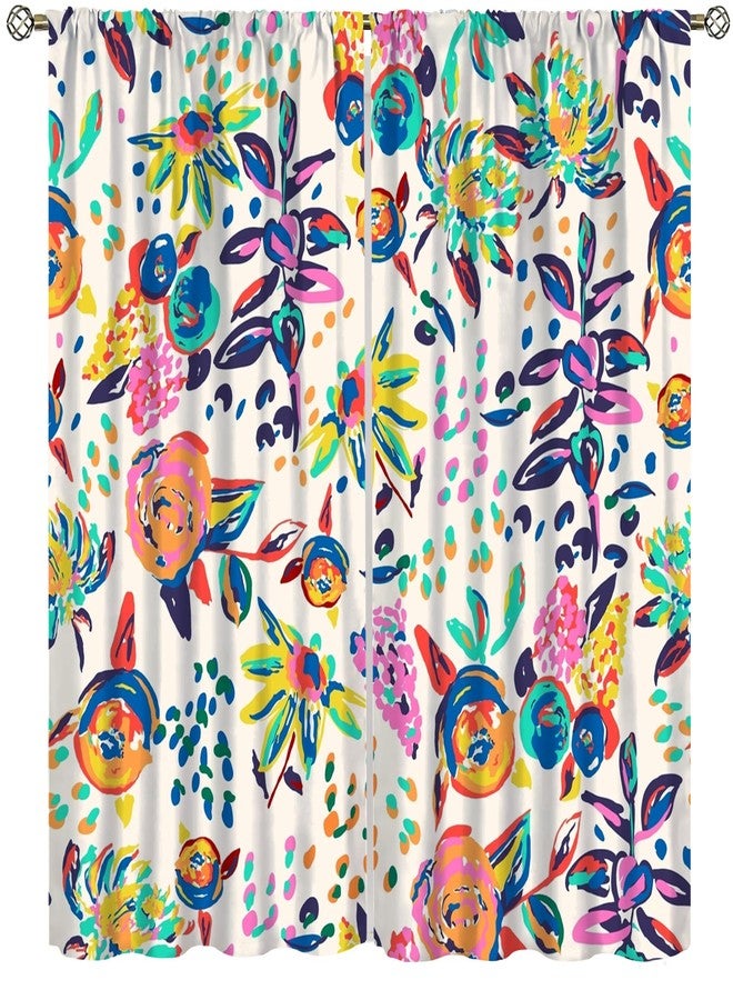 YCness Floral Print Curtains for Living Room, Boho Paisley Flower Window Treament for Bedroom, Colorful Jacobean Blackout Drapes 2 Panel Sets,42x45 Inch - Image 3