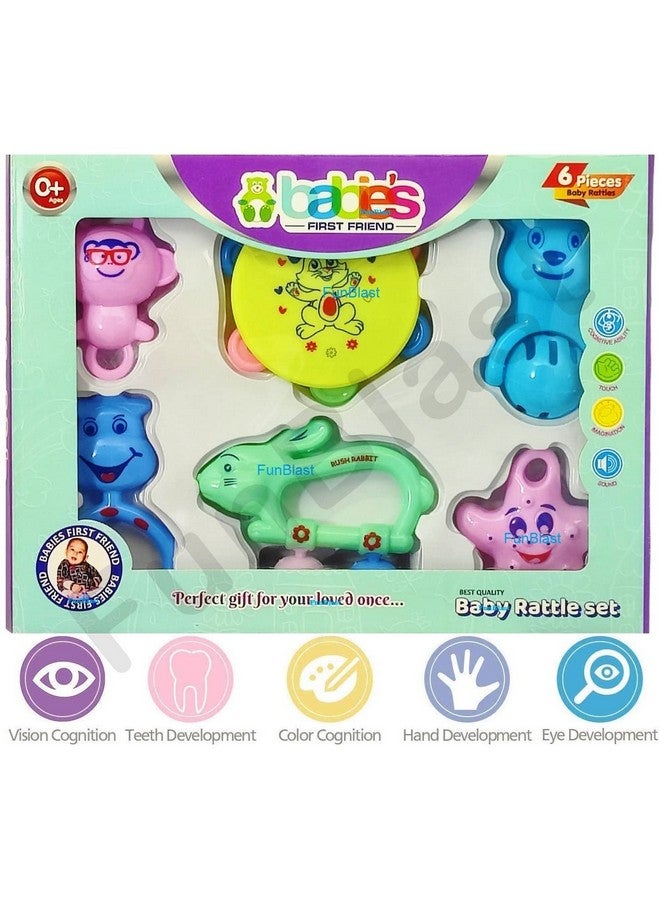 FunBlast Rattle Set for Babies 0-6 Months - Rattle and Teether Toys for Baby Toys Rattle Toy for New Born Early Development Toys for Baby, Toddlers Toys - Best Return Gifts for Kids Birthday (6 Unit) - Image 3
