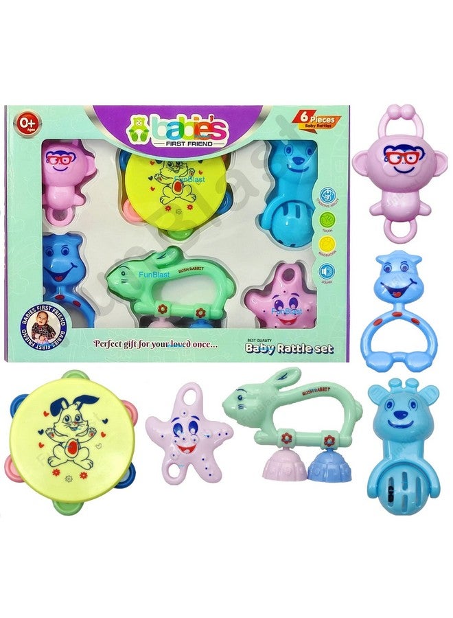 FunBlast Rattle Set for Babies 0-6 Months - Rattle and Teether Toys for Baby Toys Rattle Toy for New Born Early Development Toys for Baby, Toddlers Toys - Best Return Gifts for Kids Birthday (6 Unit) - Image 1
