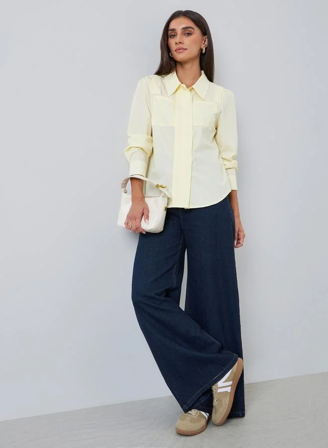 Styli Pocket detail, everyday loose and casual oversized shirt.