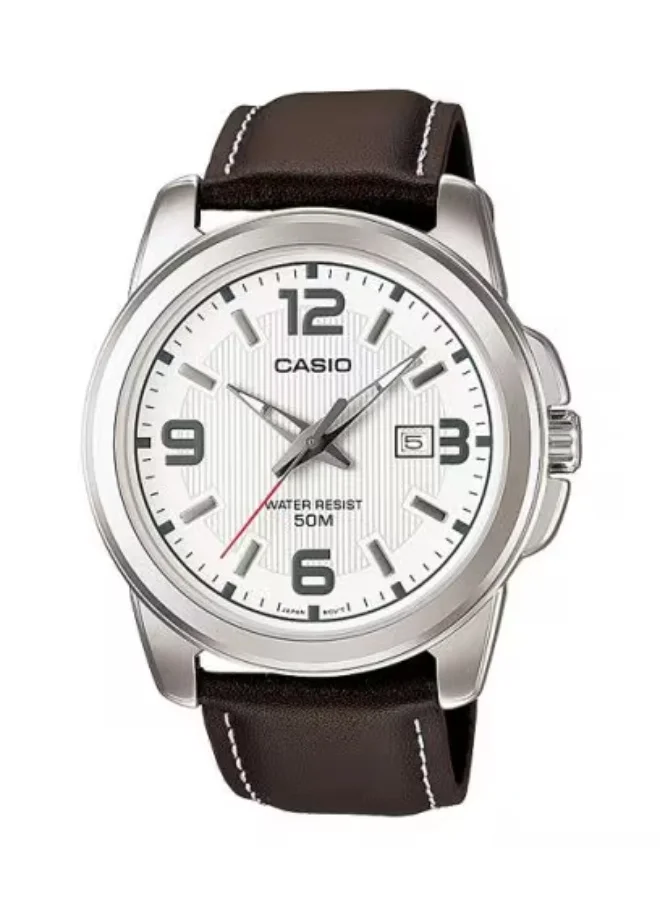كاسيو Men's Leather Analog Watch MTP-1314L-7A - 44.9 mm