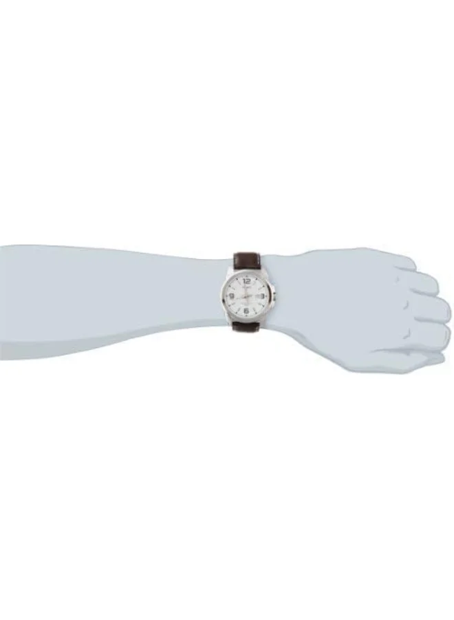 CASIO Men's Casio Men's Watch - MTP-1314L-7AVDF White Dial, Brown Band