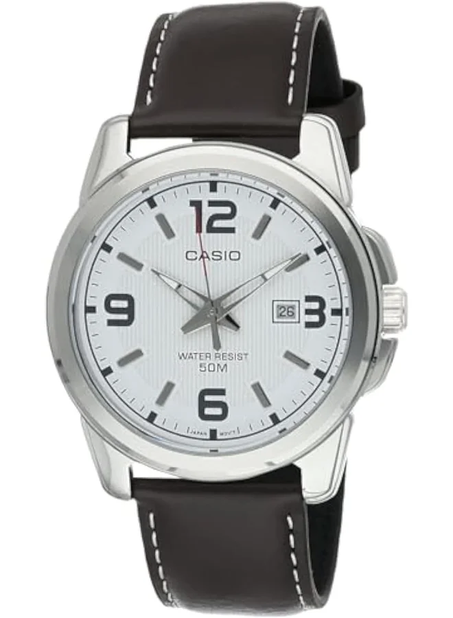 CASIO Casio Men's Watch - MTP-1314L-7AVDF White Dial, Brown Band