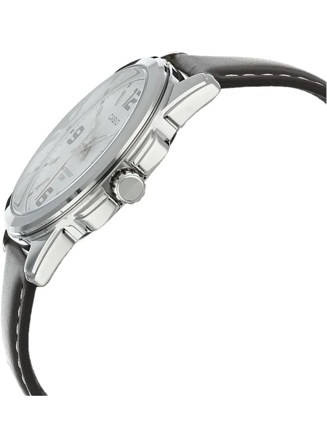 CASIO Men's Casio Men's Watch - MTP-1314L-7AVDF White Dial, Brown Band