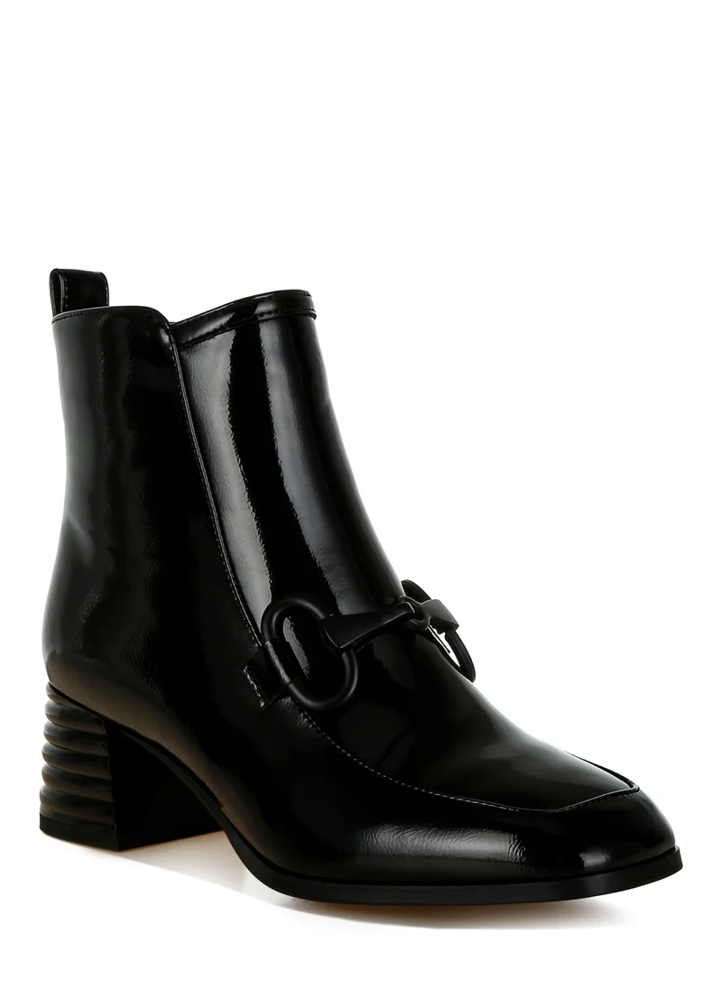 London Rag Textured Block Heel Ankle Boots in Black