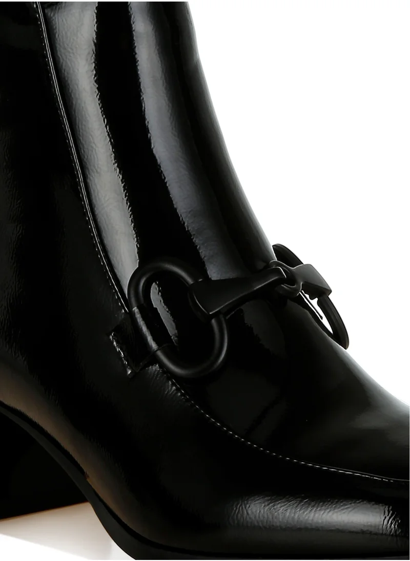 London Rag Textured Block Heel Ankle Boots in Black