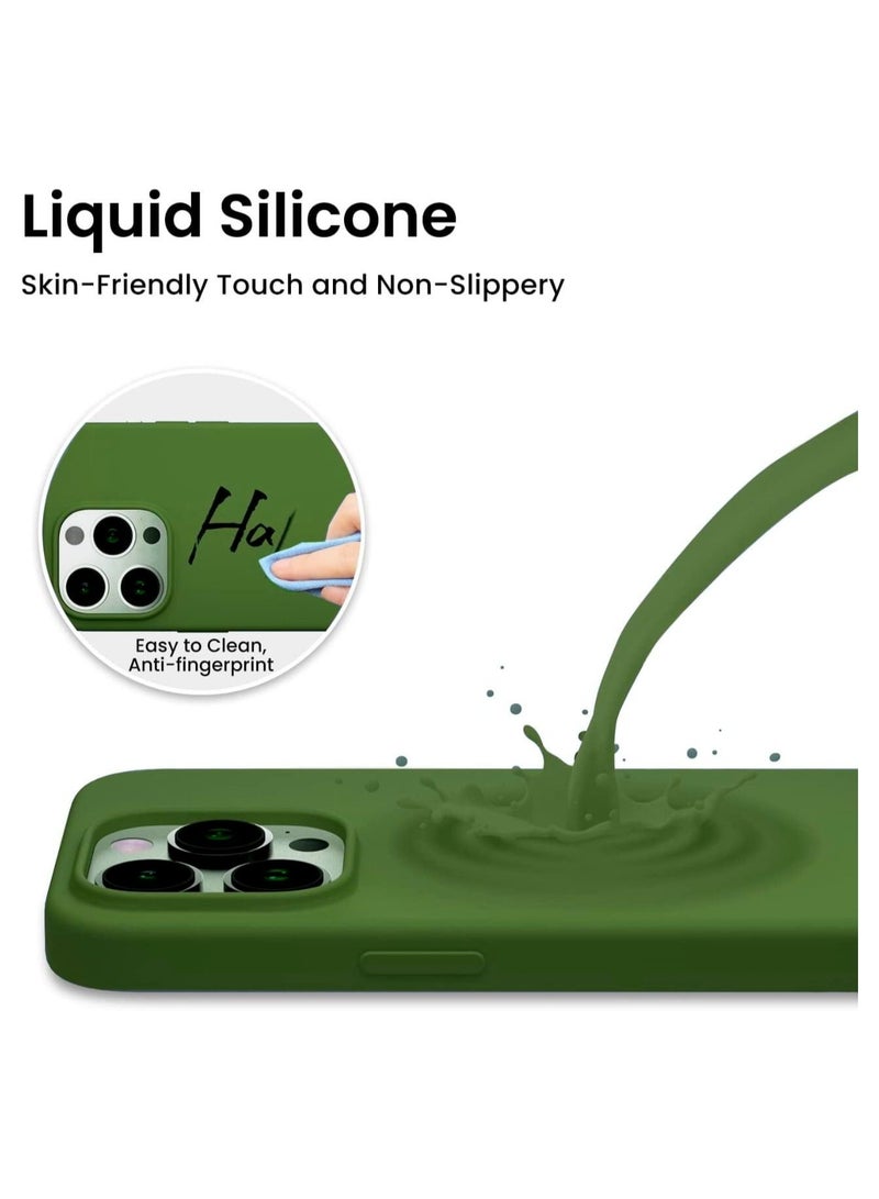 Delivus iPhone 14 Pro Case Silicone Cover Soft Liquid Gel Rubber Cover Anti-Scratch Anti-Fingerprint Anti-Drop (Green) - Image 3