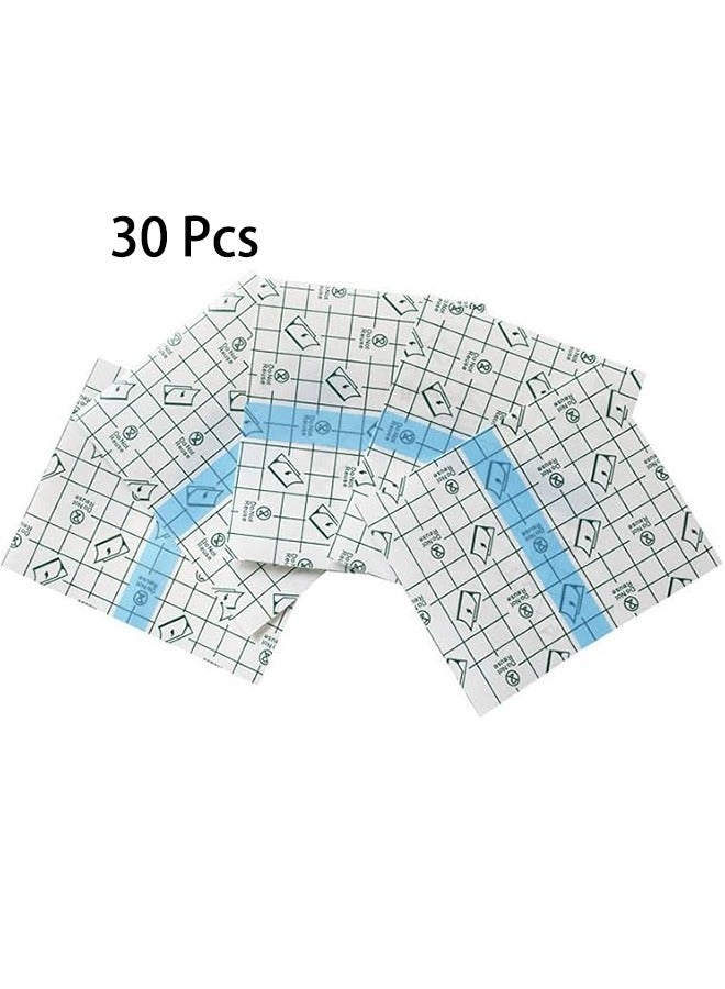 30 Pieces Shower Waterproof Patch, Transparent Stretch Adhesive Bandage, Waterproof Clear Adhesive Bandages, Tattoo Protective Transparent Film Adhesive Bandages for Tattoos (10 x 10 CM) - Image 1