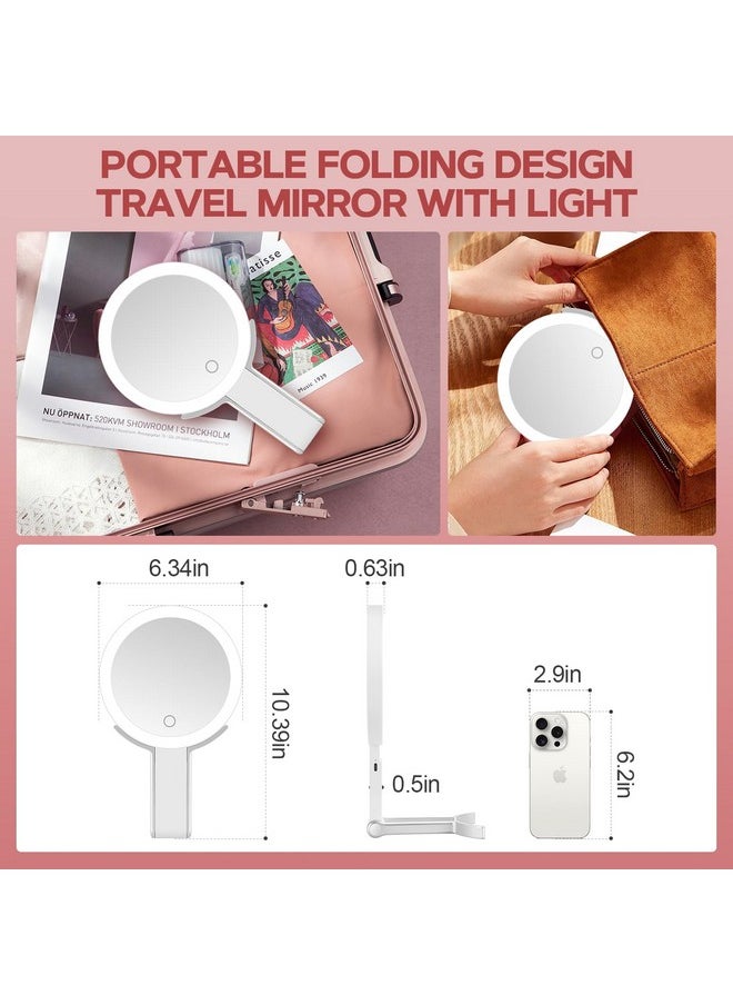 MIYADIVA - Lighted Makeup Mirror, 30X Magnifying Mirror With Light And Adjustable Brightness, Hanging And Handheld Mirror With Handle, Portable Travel Makeup Mirror With Lights, Vanity Mirror For Women - Image 1