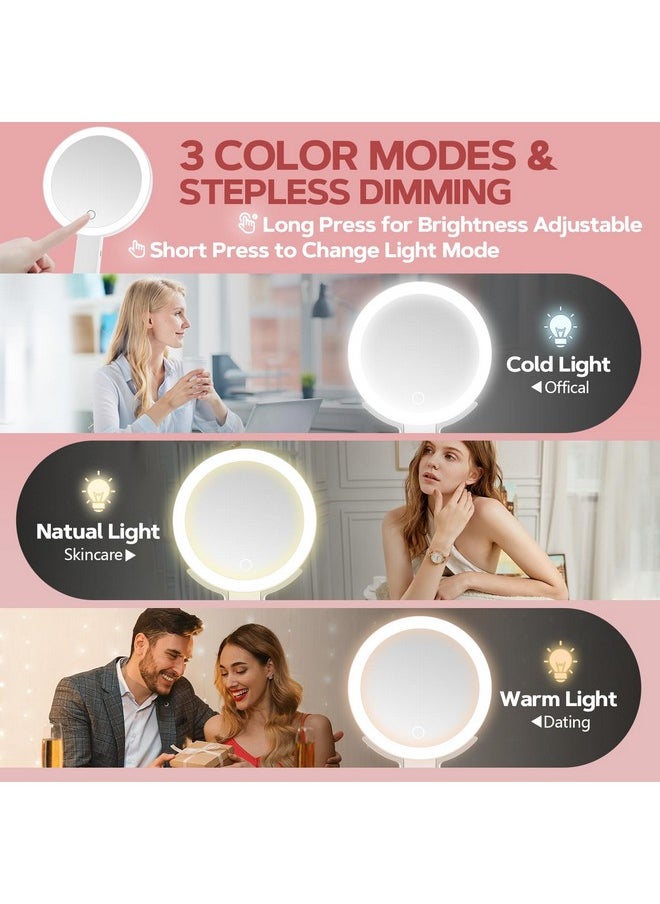 MIYADIVA - Lighted Makeup Mirror, 30X Magnifying Mirror With Light And Adjustable Brightness, Hanging And Handheld Mirror With Handle, Portable Travel Makeup Mirror With Lights, Vanity Mirror For Women - Image 1