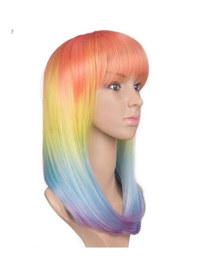 إسكدنيا شعر مستعار بقصة مستقيمة وتصميم متدرج برتقالي/ أصفر/ أزرق - Image 4