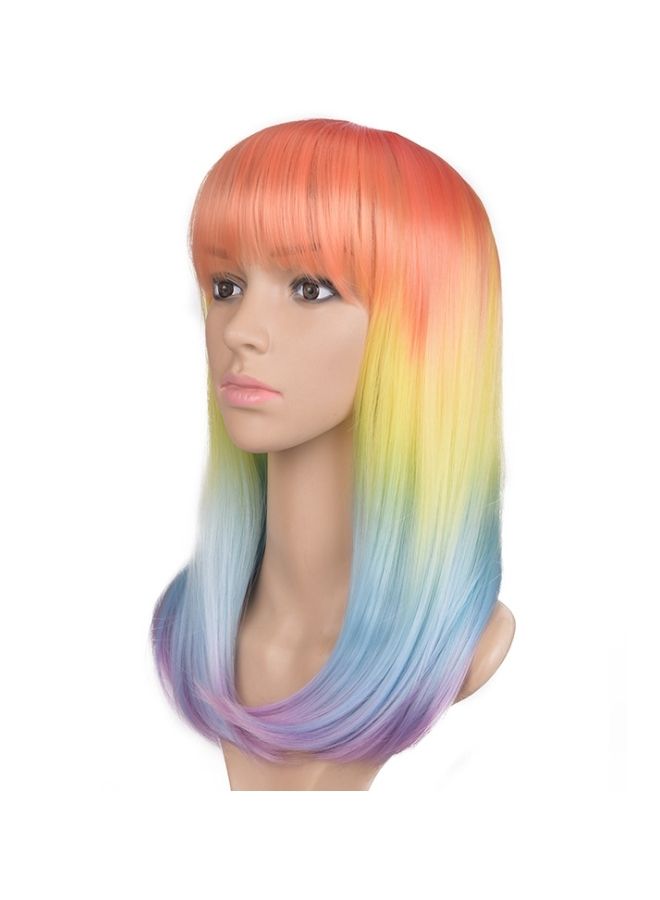 إسكدنيا شعر مستعار بقصة مستقيمة وتصميم متدرج برتقالي/ أصفر/ أزرق - Image 3
