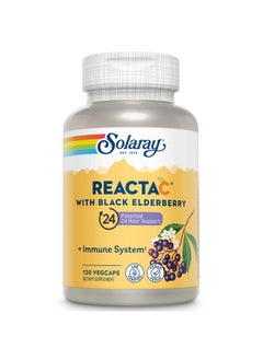 SOLARAY Reacta-C with 500mg Vitamin C, 200mg Sambucus Black Elderberry Extract, Immune System Defense Vitamins, Patented 24 Hour Immunity Booster Support Supplement, Vegan, 120 Capsules, 120 Servings