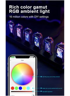 nixi Nixie Antique Digital Alarm Clock 6 Bit RGB Glowing LCD Time Display Creative Retro Tube Clock 5V Black Aluminum  - Image 4