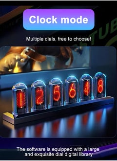 nixi Nixie Antique Digital Alarm Clock 6 Bit RGB Glowing LCD Time Display Creative Retro Tube Clock 5V Black Aluminum  - Image 5