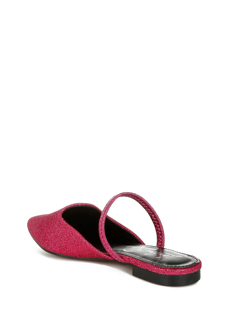 London Rag Glitter Faux Leather Flat Mules in Fuchsia