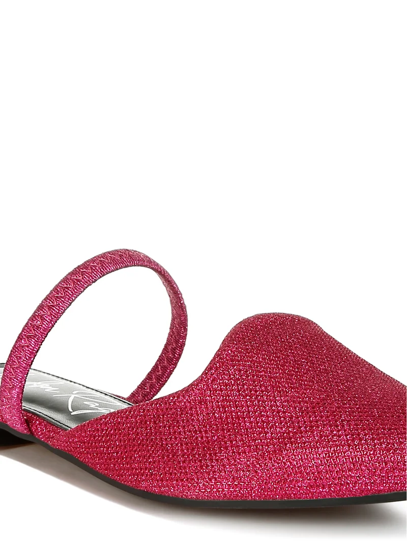 London Rag Glitter Faux Leather Flat Mules in Fuchsia