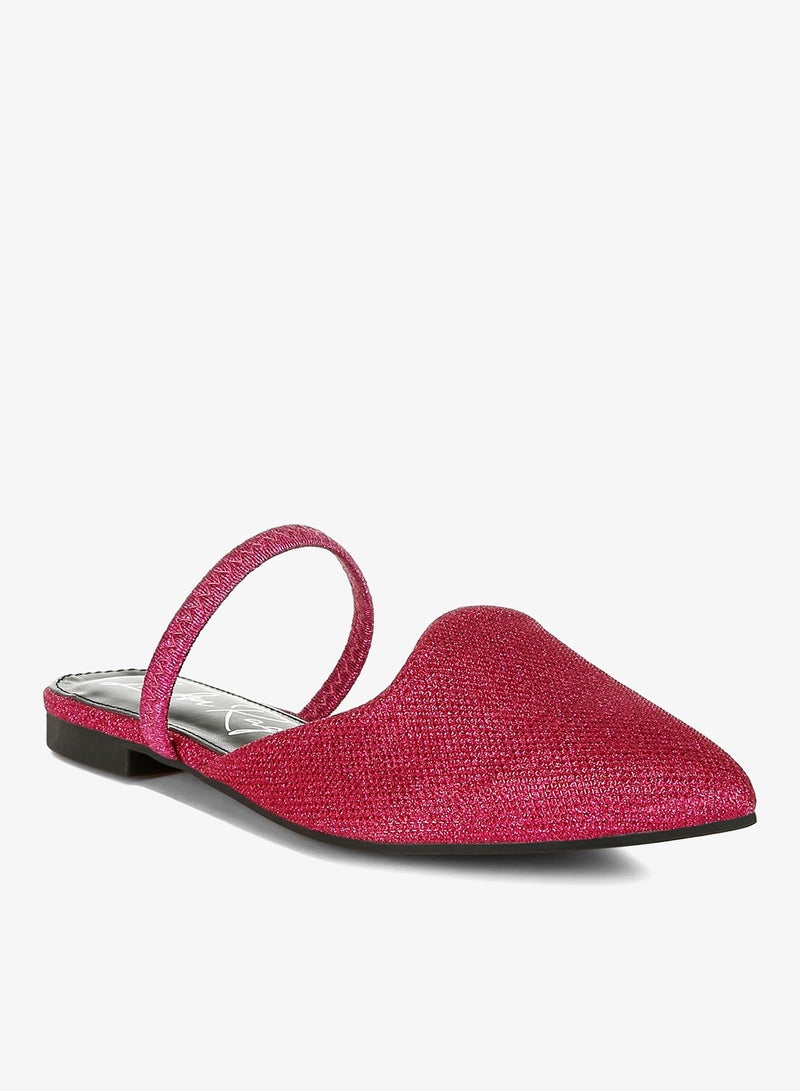 London Rag Glitter Faux Leather Flat Mules in Fuchsia - Image 2