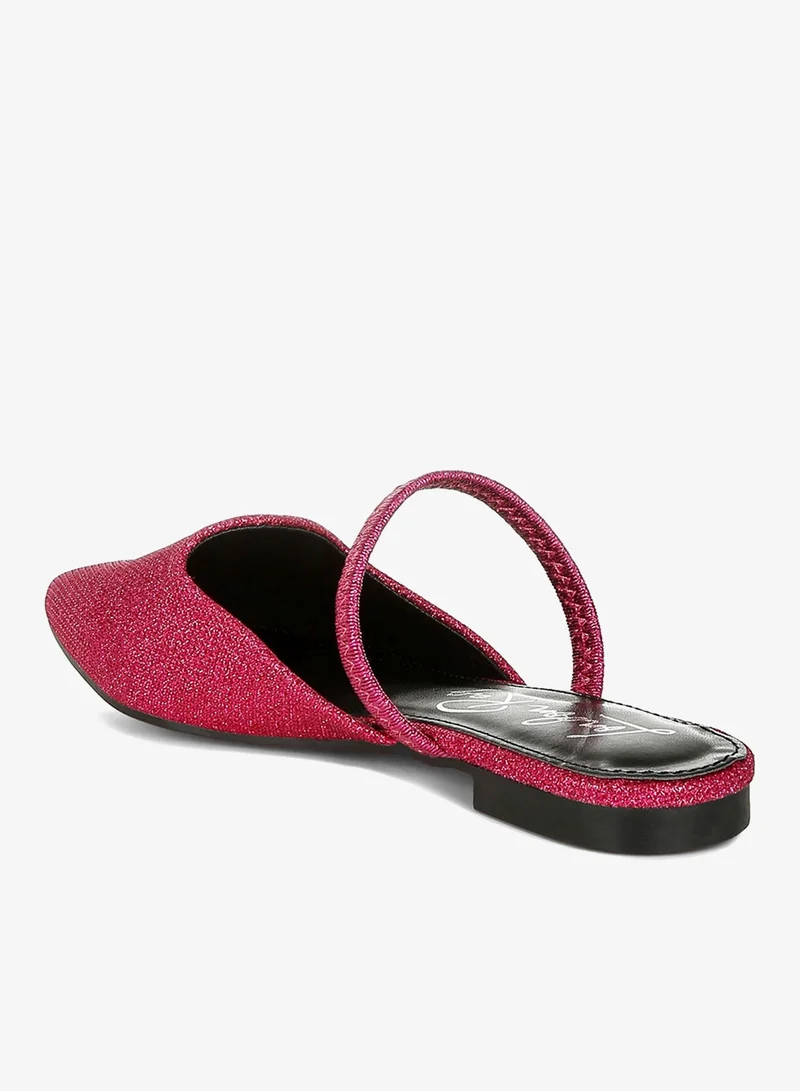 London Rag Fuchsia Glitter Faux Leather Flat Mules in Fuchsia for Women | Best Price UAE