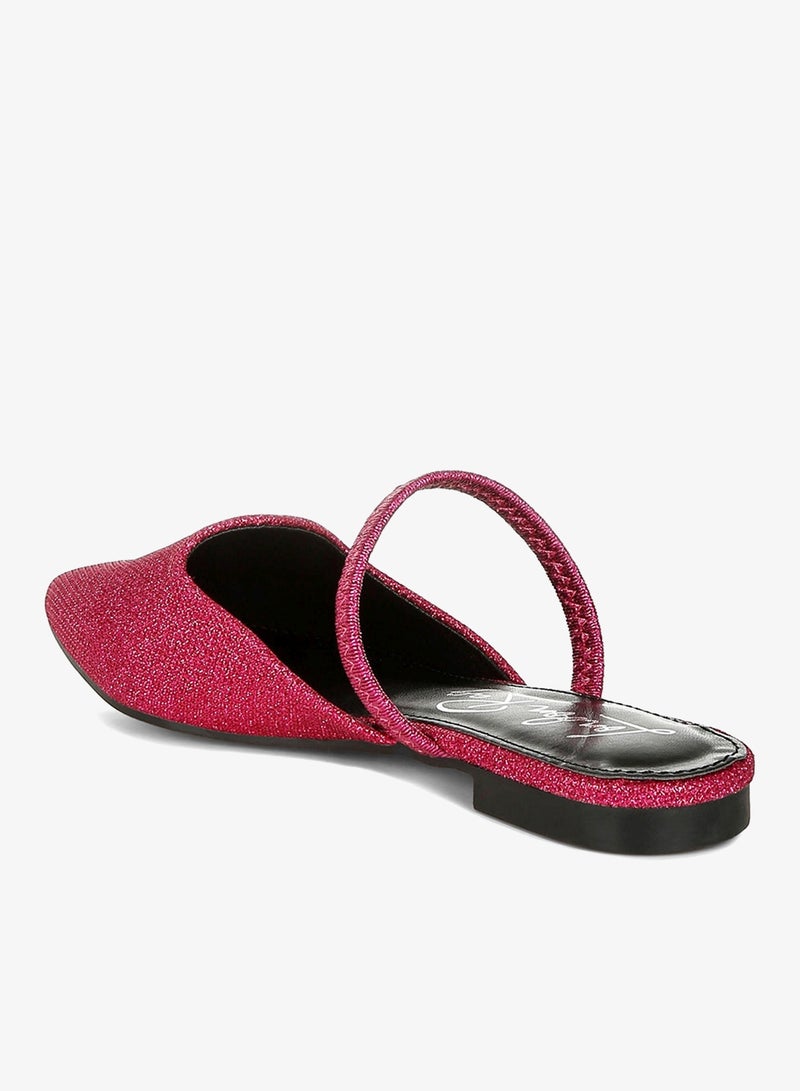 London Rag Glitter Faux Leather Flat Mules in Fuchsia - Image 3
