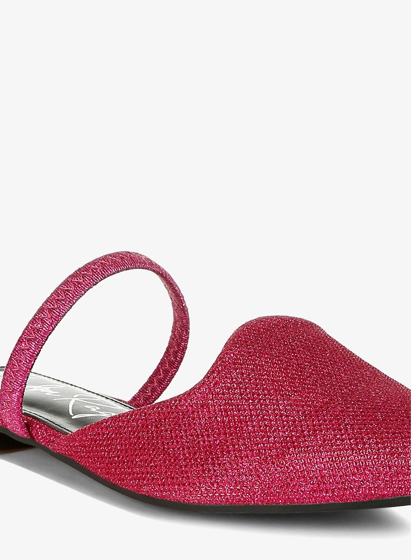 London Rag Glitter Faux Leather Flat Mules in Fuchsia - Image 5