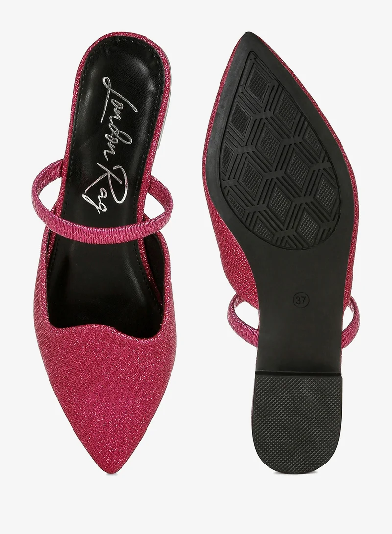 London Rag Fuchsia Glitter Faux Leather Flat Mules in Fuchsia for Women | Best Price UAE