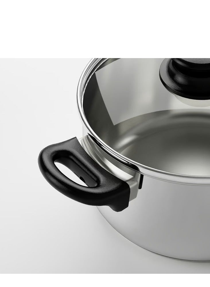 آيكيا فراكتا طقم قدور طهي 3 قطع, زجاج/ستينلس ستيل - Image 2