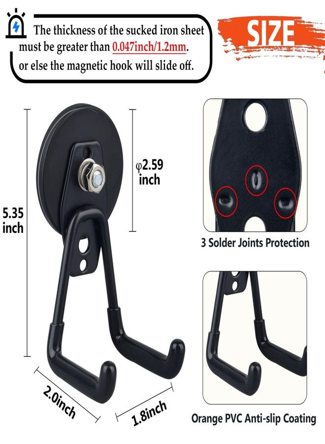 ULIBERMAGNET Heavy Duty Magnetic Garage Hooks,4 Pack Strong Large Magnet Hooks for Power Drill,Garden Tools,Hose,Pegboard,Garage, Workshop,Magnetic Storage Hooks for Indoor Outdoor Hanging(Black) - Image 3