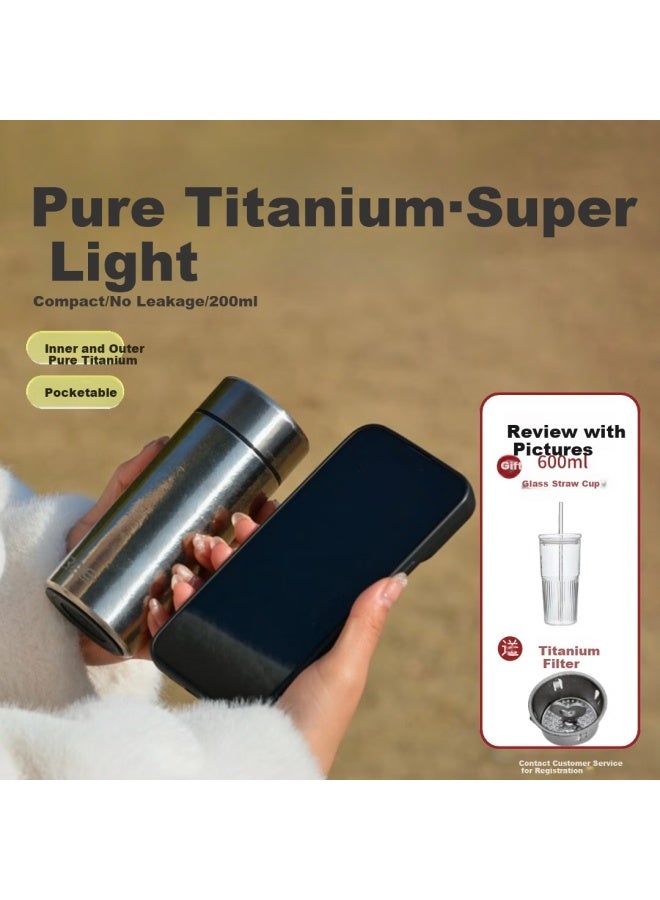 Rae Double-layer Pure Titanium Insulated Tumbler, Customizable Portable Pocket Cup For Men And Women, 200ml Snowflake Silver Xk-4577 - Image 1