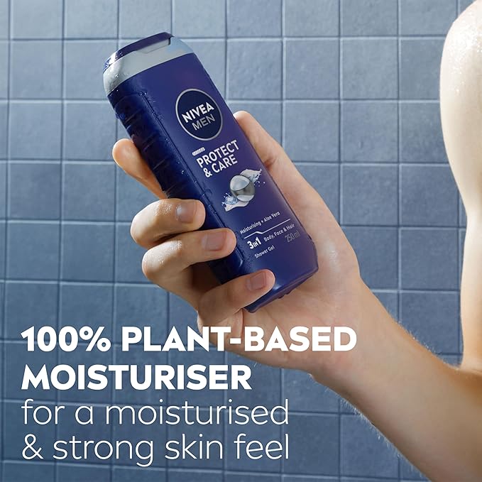 NIVEA MEN Protect Care Shower Gel 250 ml Moisturising 3in1 Body Wash for Men with Aloe Vera Energising NIVEA MEN Shower Gel - Image 5