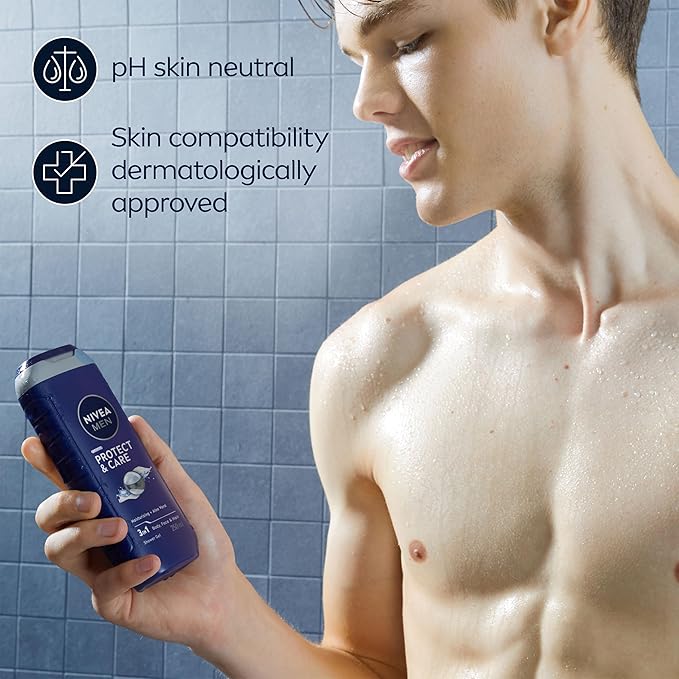 NIVEA MEN Protect Care Shower Gel 250 ml Moisturising 3in1 Body Wash for Men with Aloe Vera Energising NIVEA MEN Shower Gel - Image 4