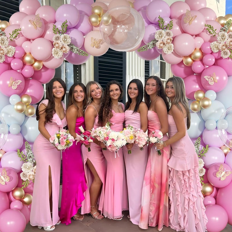NUTTYBASH Light Pink and Blue Balloon Arch Kit, Princess Gold Pink Rose Orange Balloon Garland Kit for Wedding Birthday Baby Shower Gender Reveal Bridal Decorations - Image 2